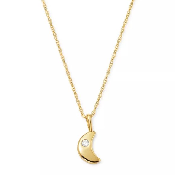 Bloomingdale's Jewelry - Diamond Moon Pendant Necklace in 14K Yellow Gold